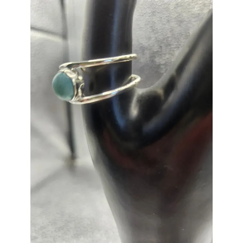 Larimar Ring Sterling Silver 925 Stamped Sz 11.5